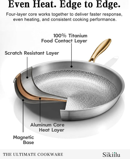 8" Titanium Pans for Cooking | Food-Grade Pure Titanium Tagine Frying Pan Pro with Lid | PFAS/PFOA/PTFE Free Nonstick Cookware | Dishwasher & Oven Safe, Induction Compatible, Butter Warmer7