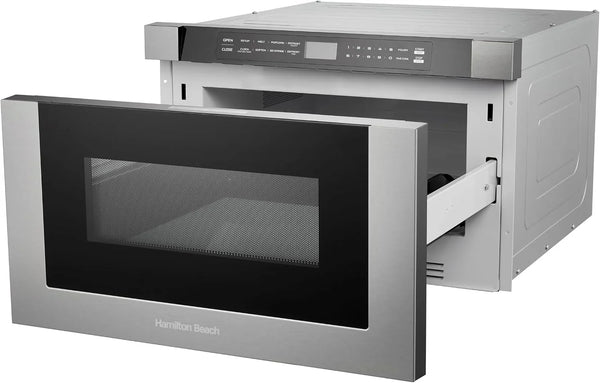 23.5 Inch Built-In Drawer Microwave Oven, 1.1 Cu. Ft., Touchscreen Control, Stainless Steel, Flat-Bed Design, Electric Drawer Open5