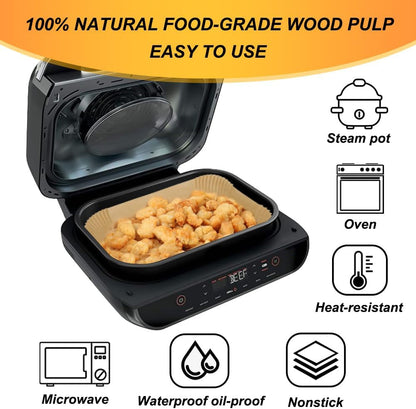 Air Fryer Liners for Ninja FG551/DG551/IG651 Foodi Smart XL Grill | 100PCS Rectangle Air Fryer Parchment Paper Compatible with Ninja XL Indoor Grill Air Fryer, Ninja Foodi Grill Accessories4