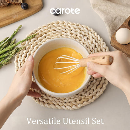 10-Piece Kitchen Utensils Set with Wood Cool-Touch Handles, Cream | Silicone Cooking Utensil, Food Grade, Nonstick Cookware Friendly, Bpa-Free, Heat-Resistant, Everyday Home Essentials, Gifts5