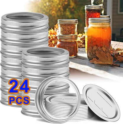 Canning Jar Lids with Rings for Mason Regular Mouth 24Pcs Regular Mouth Kerr Ball Jars Lids with Rings Good Sealing Performance Food Grade Material Kerr Mason Jars for Canning Food Fruits DIY Jam1