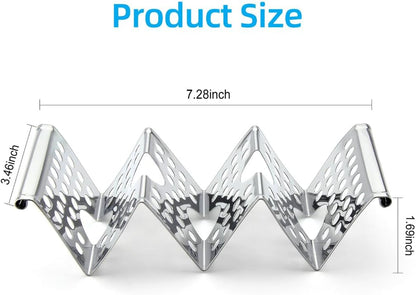 Taco Holders Set of 4, Taco Stand, Stainless Steel Taco Holder, Each Can Hold 3 Tortillas, with Easy-Access Handle, Fits Air Fryer and Oven2