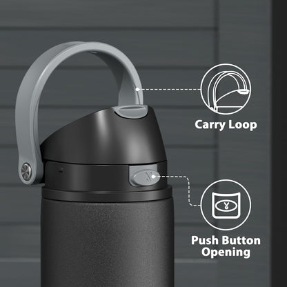 24 Oz Insulated Water Bottle for Sports:  Stainless Steel Water Bottle with 2-In-1 Straw and Spout Lid - Leak Proof, Cold for 24 Hours, Fits in Car Cup Holder, Bpa-Free for Travel Gym, Night5