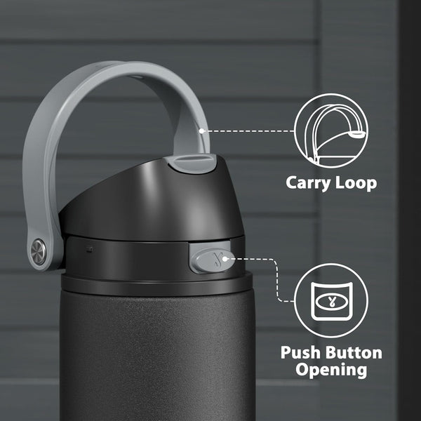 24 Oz Insulated Water Bottle for Sports:  Stainless Steel Water Bottle with 2-In-1 Straw and Spout Lid - Leak Proof, Cold for 24 Hours, Fits in Car Cup Holder, Bpa-Free for Travel Gym, Night5