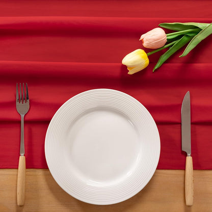 Red Chiffon Table Runner Fall Boho Wedding Birthday Party Decor3
