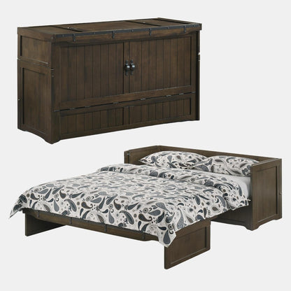 Rustic Brown Cube Pre-Assembled Cabinet Murphy Bed1