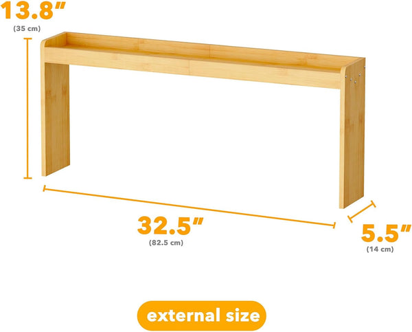 Bamboo over the Stove Spice Holder Shelf, 31.5" Kitchen Organizer Stove Spice Top Rack, 11.6" Height Countertop Storage, over Oven Back Sink Organization Shelf, Natural7