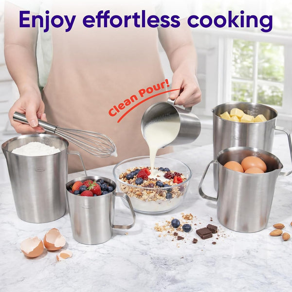 Newness Stainless Steel Measuring Cup, Metal Measuring Cup with Handle (Upgraded, 3 Marking Including Cup/Ml/Ounce Scale), 16 Ounces (0.5 Liter, 2 Cup)7