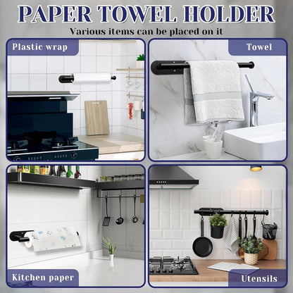 Black Paper Towel Holder, Self Adhesive Paper Towel Holder under Cabinet2