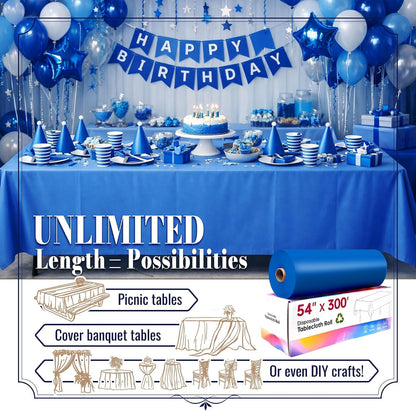 Disposable Tablecloth Roll, 54In X 300Ft Plastic Table Cloth Disposable2