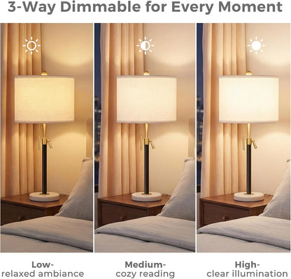 Gold Table Lamps Set of 2, 22" to 30" Adjustable Nightstand Lamps for Bedroom, Dimmable End Table Lamps for Living Room Console Entry Farmhouse Home Decor, New House Warming Gifts4