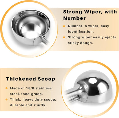 Cookie Scoop Set - Small/1 Tbsp, Medium/2 Tbsp, Large/3 Tbsp - Cookie Dough Scoop, Cookie Scoops for Baking Set of 3, Heavy-Duty 18/8 Stainless Steel Melon Baller Scoop Ice Cream Scoop3