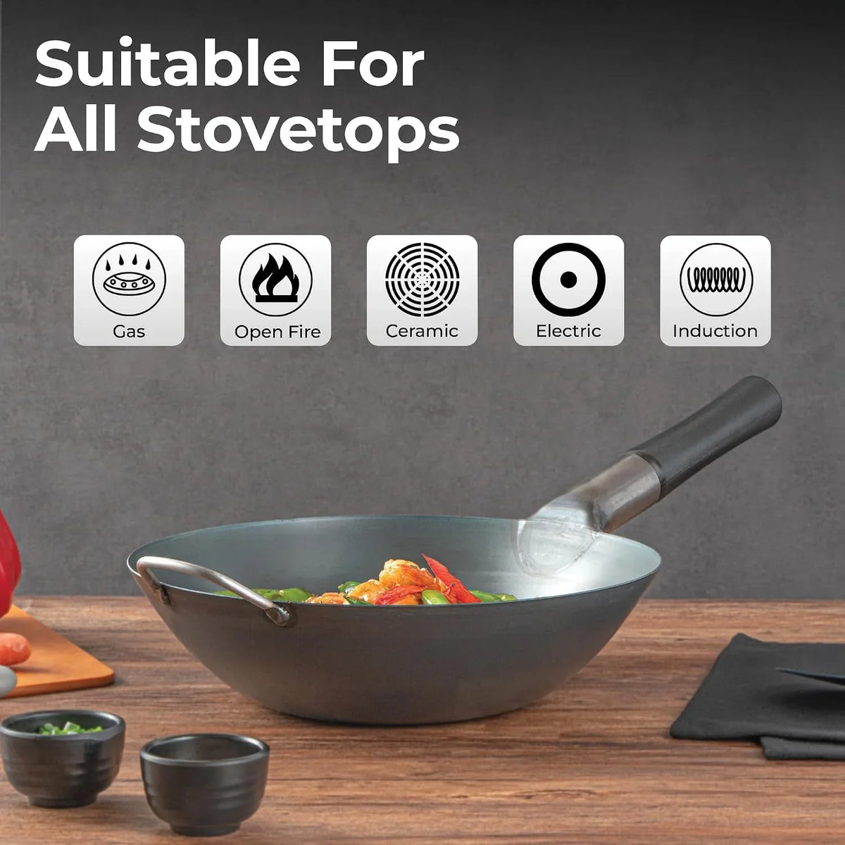 carbon-steel-wok-1-pack-of-13-3-inch-heavy-duty-uniform-heat-distribution-pan-induction-compatible-flat-bottom-wok-welded-handle-black-for-gas-stovetops-and-grills