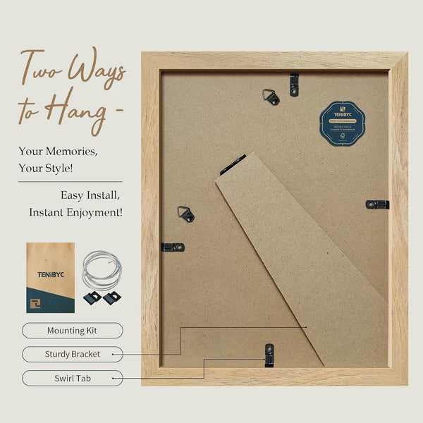 8.5 by 11 Picture Frame, Natural Wood, 4 Pack, Glass, for Photo3