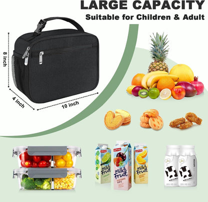 Kids Lunch Box for Boys Girls Lunch Bag Insulated Durable Lunchbox Children Lunch Tote Bag for School Black2