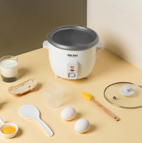 ® Rice Cooker, 3-Cup (Uncooked) / 6-Cup (Cooked), Small Rice Cooker, Oatmeal Cooker, Soup Maker, Auto Keep Warm, 1.5 Qt, White, ARC-363NG8