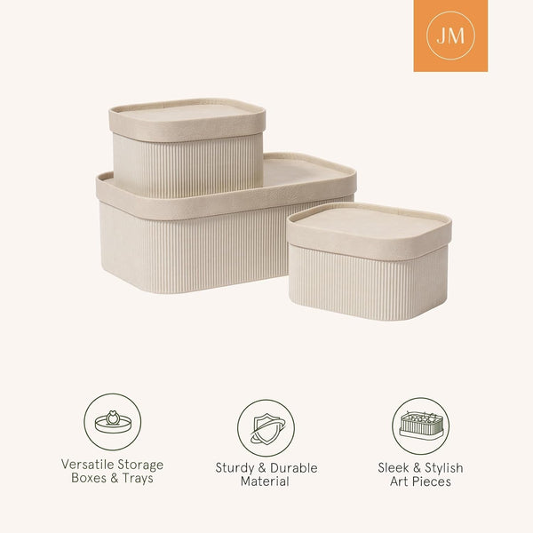 Decorative Storage Boxes with Lids Faux Leather, 3 Pack6