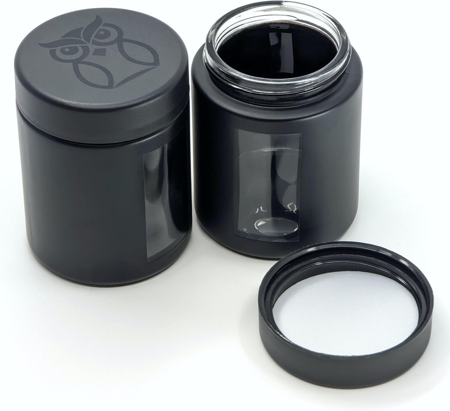 smell-proof-containers-120ml-jars-with-airtight-lids-for-herbs-spices-coffee-and-tea-air-tight-glass-storage-jars-with-uv-protection-glass-set-of-2-matte-black
