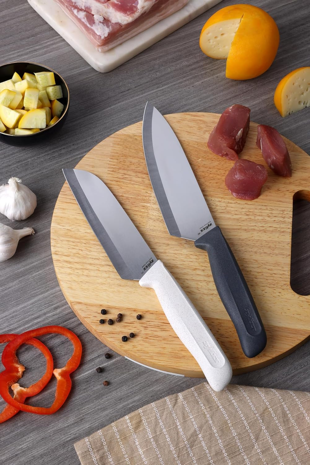 classic-2-piece-chef-santoku-knife-set-stainless-steel-15-hollow-ground-blades-ergonomic-wheat-straw-handles-finger-guard-blade-covers-dishwasher-safe