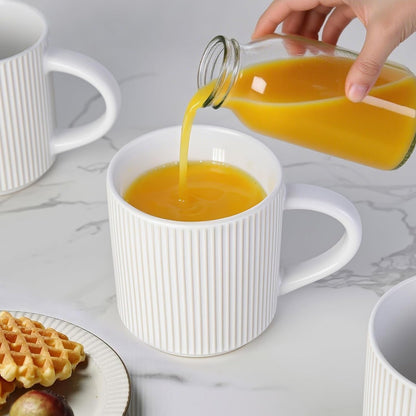 Matte White Coffee Mugs Set of 4, 12 Ounce Mug with Handles, Ceramic Stoneware Catering Coffee Cups, Porcelain Mugs Sets for Coffee, Tea, Hot Cocoa, Milk, Microwave and Dishwasher Safe7