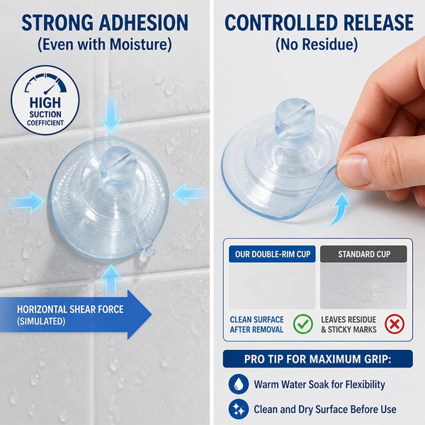 Shower Caddy Suction Cup Replacement, Dual-Layer Thickened Connectors Compatible with Zenna Home and Simple Houseware Wire Racks, Clear, Pack of 46