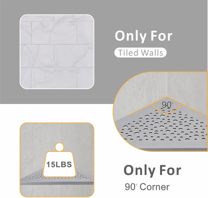 Corner Shower Shelf Brushed Nickel 2 Pack,10" Shelf for Tiled Wall4