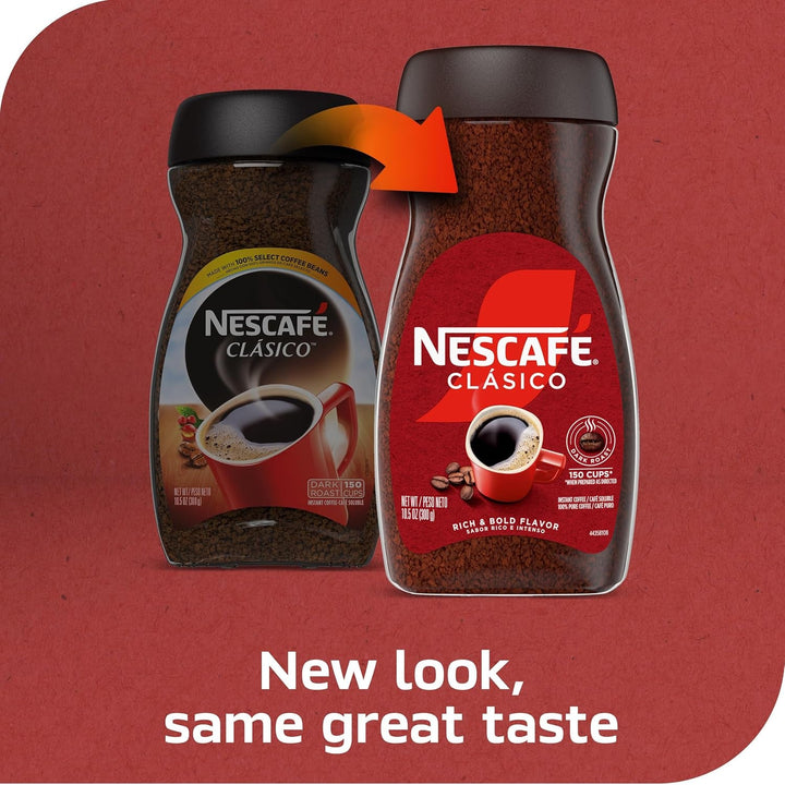 NESCAFÉ Clasico Dark Roast Instant Coffee, 10.5 Oz Jar | Smooth Dark Roast Instant Coffee; Single 10.5 Oz Jar+2
