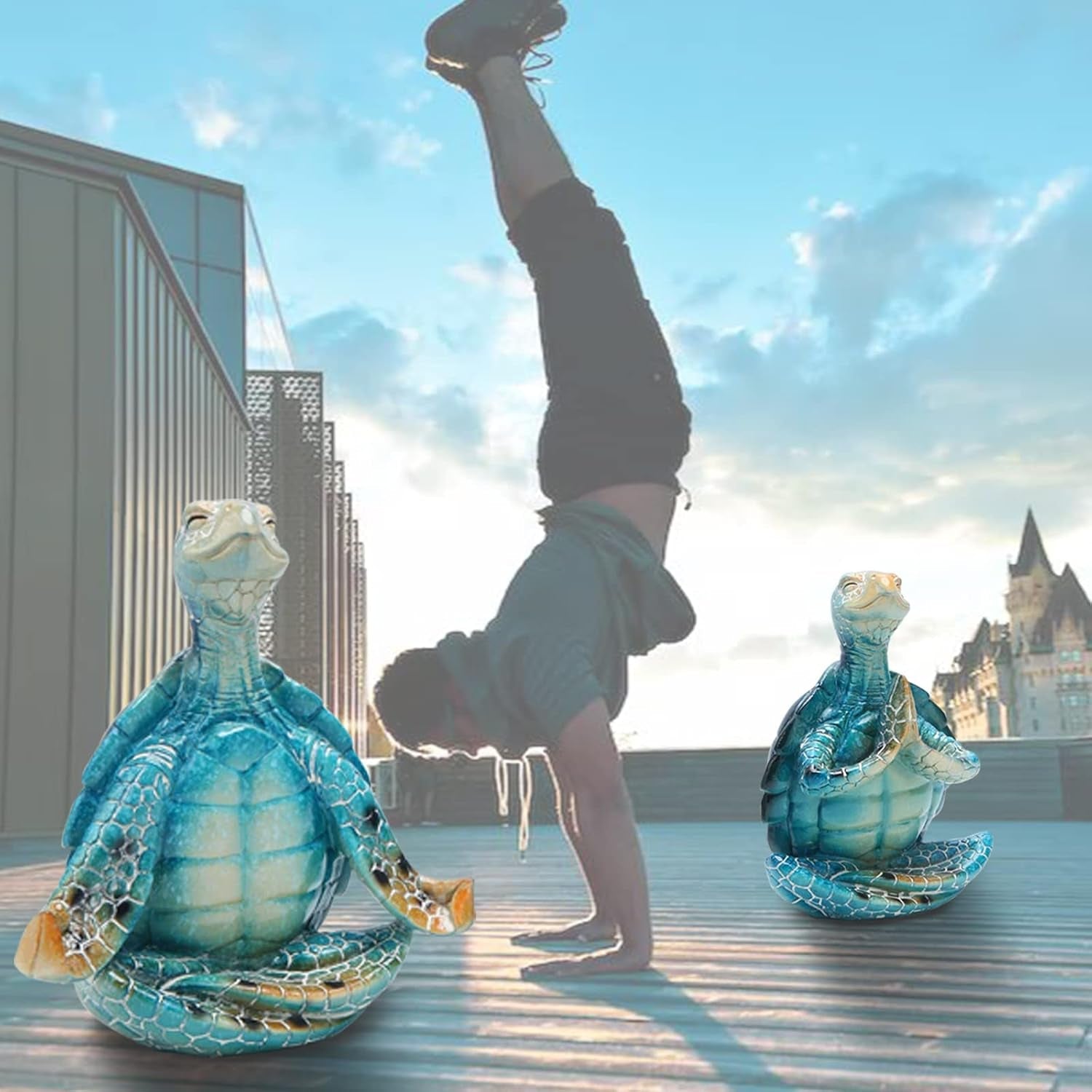 meditating-sea-turtle-statues-yoga-zen-2pcs-resin-beach-home-decor