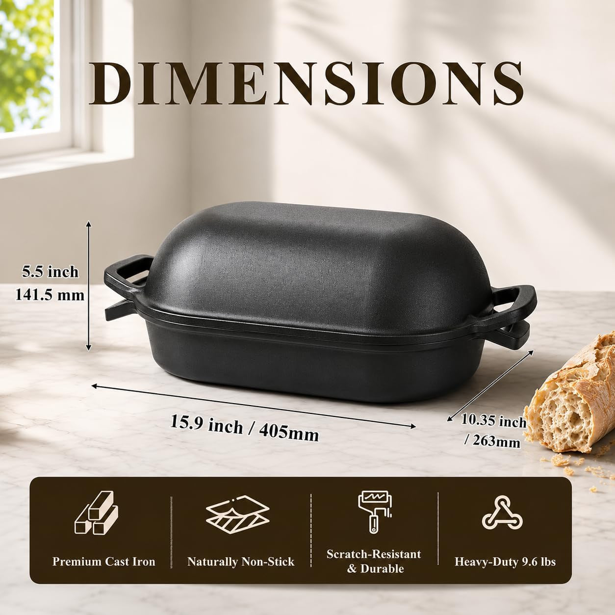 16x10-oval-cast-iron-dutch-oven-for-bread-baking-bread-loaf-pan-with-sourdough-bread-making-kit-pre-seasoned-bread-dutch-oven-with-lid-9-5qt-13-lbs-heavy-duty-homemade-breadmaking