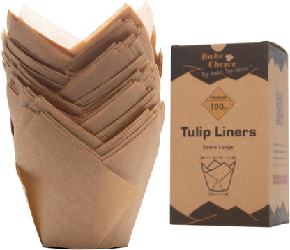 100Pcs Extra Large Natural Tulip Cupcake Liners for Baking | Unbleached, Food Grade, Non Stick, Greaseproof, Nordic Paper,Jumbo Muffin Liners,Cupcake Wrapper for Party, Christmas1