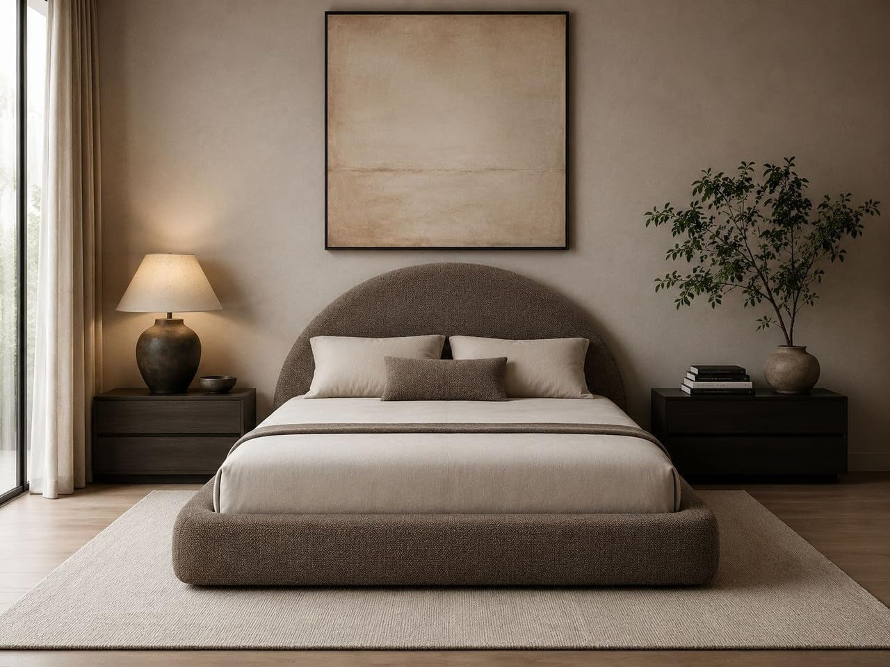 round-bed-washable-zip-cover-upholstered-linen-premium-soft-foam-modular-minimalist-modern-half-circle-moon-sold-sold-separately-brown-linen-premium-king-headboard