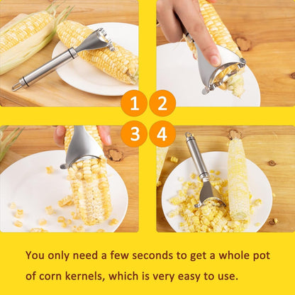 Corn Peeler, Corn Stripper for Corn on the Cob Remover Tool,Stainless Steel Multifunctional Kitchen Grips Corn Planer Cob Cutter Kernels, with Hand Protect3