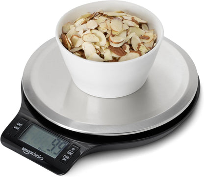 Digital Kitchen Scale with LCD Display, Tare Function, Multiple Units, Weighs up to 11 Pounds, Batteries Included, Black and Stainless Steel2