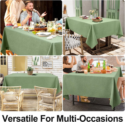 Rectangle Table Cloth Linen Textured, Waterproof Spillproof Anti-Wrinkle Burlap Tablecloth, Washable Decorative Fabric Table Cover for Dining, Party, Banquet, 52 X 70 Inch, Sage Green7
