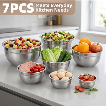 Stainless Steel Mixing Bowl Set, 7PCS Kitchen Prep Bowls (Khaki)2