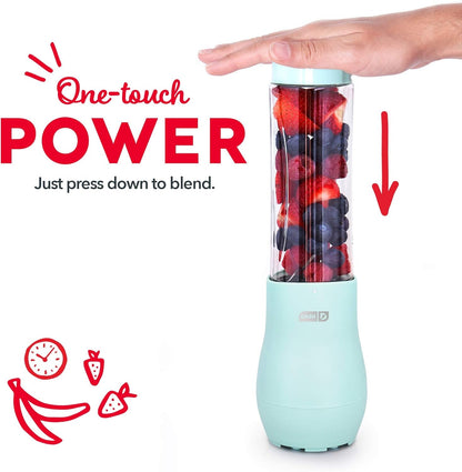 Mighty Mini Blender - Small Personal Blender for Smoothies, Protein Shakes & Frozen Fruit with Travel Lid-Stainless Steel Blades, BPA Free Tritan™ Cup - 10 Ounce - Aqua4