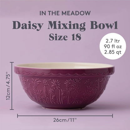 in the Meadow S18 Mixing Bowl, 2.85 Quart Mixing Bowl, Embossed Floral Daisy Design, Durable Ceramic Bowl for Baking Bread Dough, Cake Batter, Cookies & Kitchen Serving Bowl3