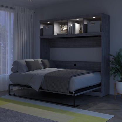 Pur Full Horizontal Murphy Bed with Storage & Charging, Grey, 80W5