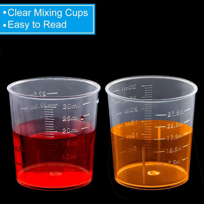 30Ml Plastic Liquid Measuring Cups - Mini Clear Kitchen Medicine Cups Transparent Labs Graduated Beakers Baking Cooking Home Lab Measure Tool (10 Packs,1Oz,Transparent)3