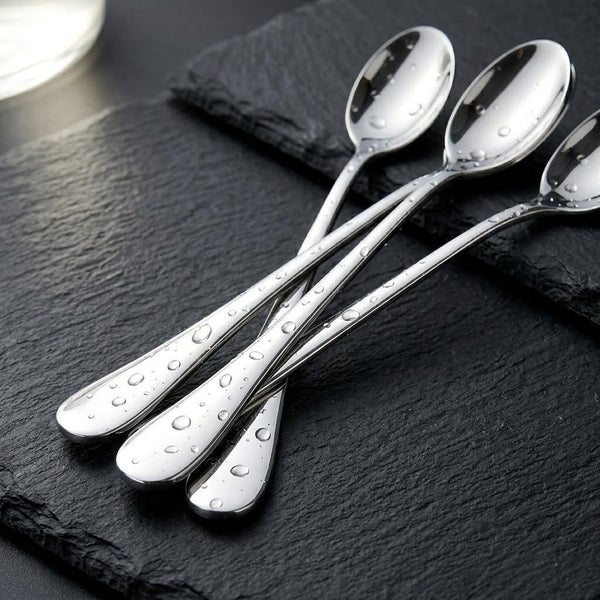 Long Handle Iced Tea Spoons, 7.9" 18/10 Stainless Steel Cocktail Stirring Spoons with Thickened Ergonomic Handle, Tall Coffee & Latte Stirrers, Dessert Spoon Set, Dishwasher Safe 8-Piece6