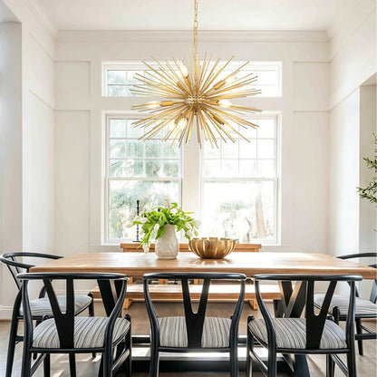 24In 9-Lights Gold Sputnik Chandelier Mid-Century Modern Starburst6
