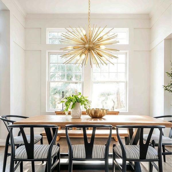 24In 9-Lights Gold Sputnik Chandelier Mid-Century Modern Starburst6