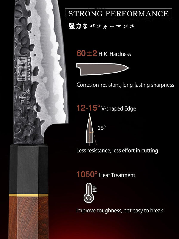 8 Pieces Knife Set, Razor Sharp Kitchen Knife Set with Block | Japanese 10Cr15Mov High Carbon Steel Kitchen Knives Set, Hand Forged Chef Knife Set with Ergonomic Rosewood Handle4