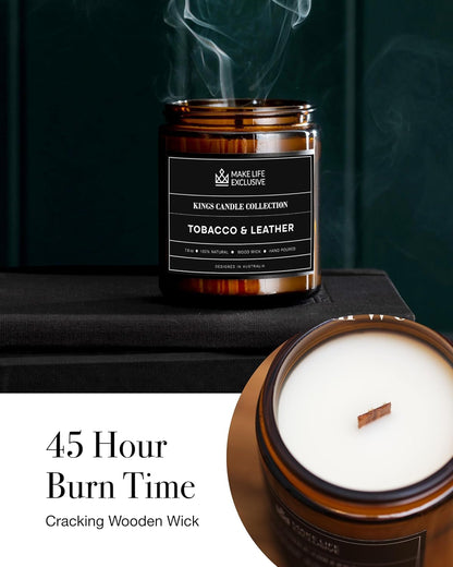 Scented Candles for Men - Tobacco and Leather Scent5