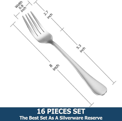 Dinner Forks,Set of 16 Top Food Grade Stainless Steel Silverware Forks,Table Forks,Flatware Forks,8 Inches,Mirror Finish & Dishwasher Safe,Use for Home,Kitchen or Restaurant2