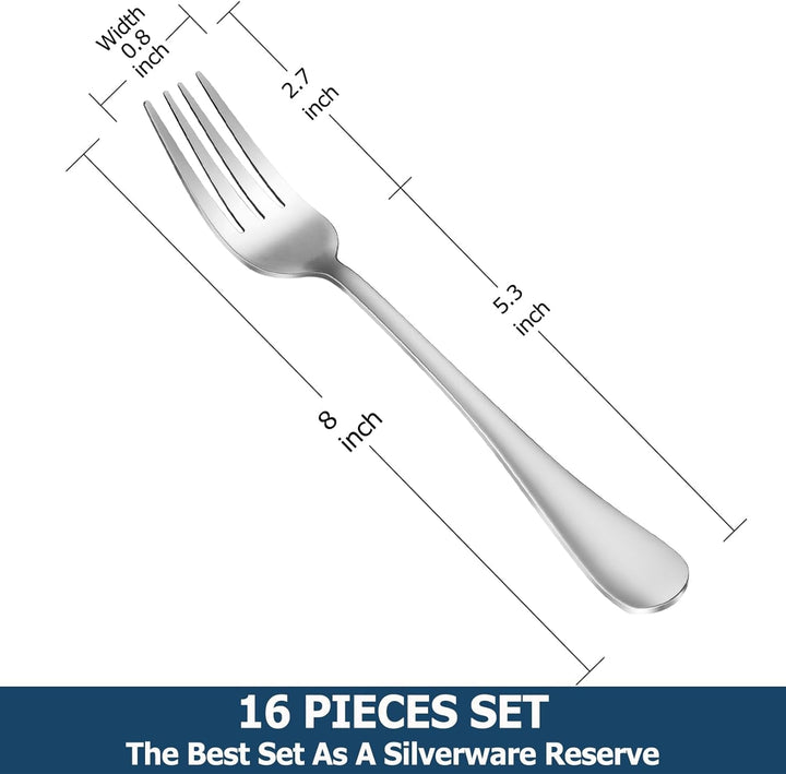 Dinner Forks,Set of 16 Top Food Grade Stainless Steel Silverware Forks,Table Forks,Flatware Forks,8 Inches,Mirror Finish & Dishwasher Safe,Use for Home,Kitchen or Restaurant+2