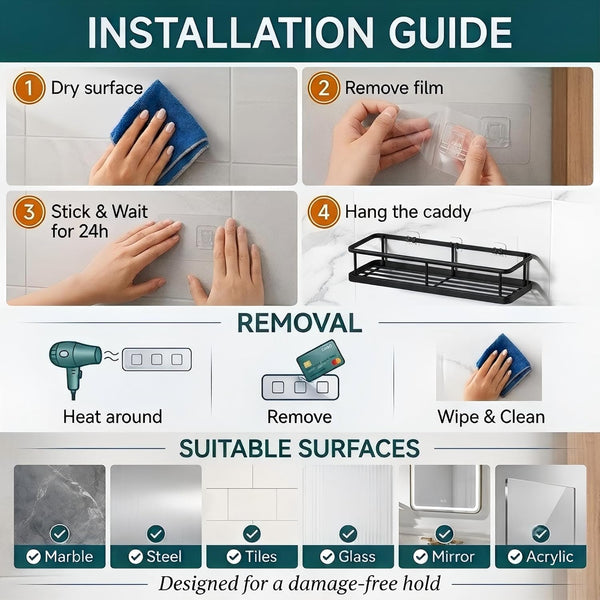 6 Pack Shower Caddy - Stainless Steel Shower Shelf for inside Shower5