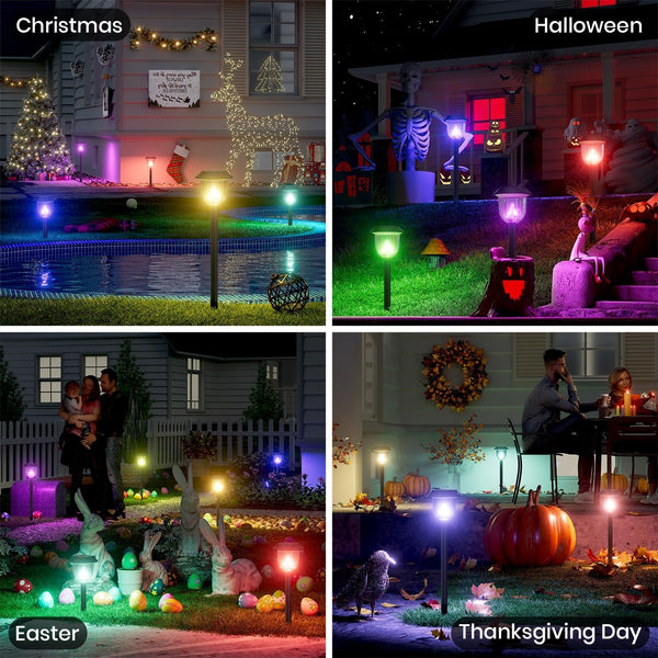 Solar Yard Lights, 4 Pack, 7 Colors, Multicolor, IP655