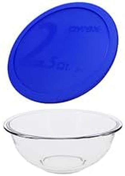 325 (2.5Qt) Glass Mixing Bowl with Blue Lid - Made in USA2