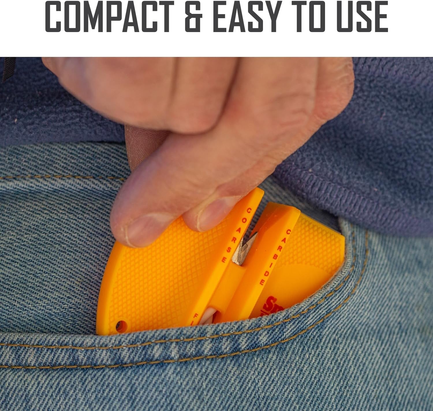 ccks-2-step-knife-sharpener-yellow-2-step-preset-coarse-fine-slots-outdoor-handheld-knife-sharpener-fishing-hunting-fillet-pocket-knives-compact-plastic-portable-keychain-tool